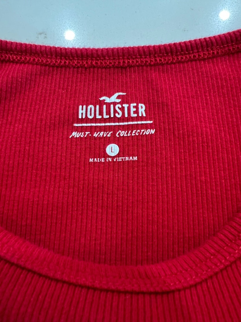 Hollister Dragon Embroidered Ribbed Cropped Long Sleeve Top - Picture 4 of 7